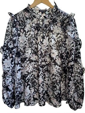 Express women’s floral glitter long sleeve blouse size medium